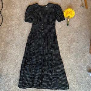 Petite Sophisticate Vintage black and white polka dot dress